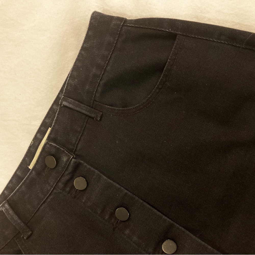 Washed black denim a-line skirt
